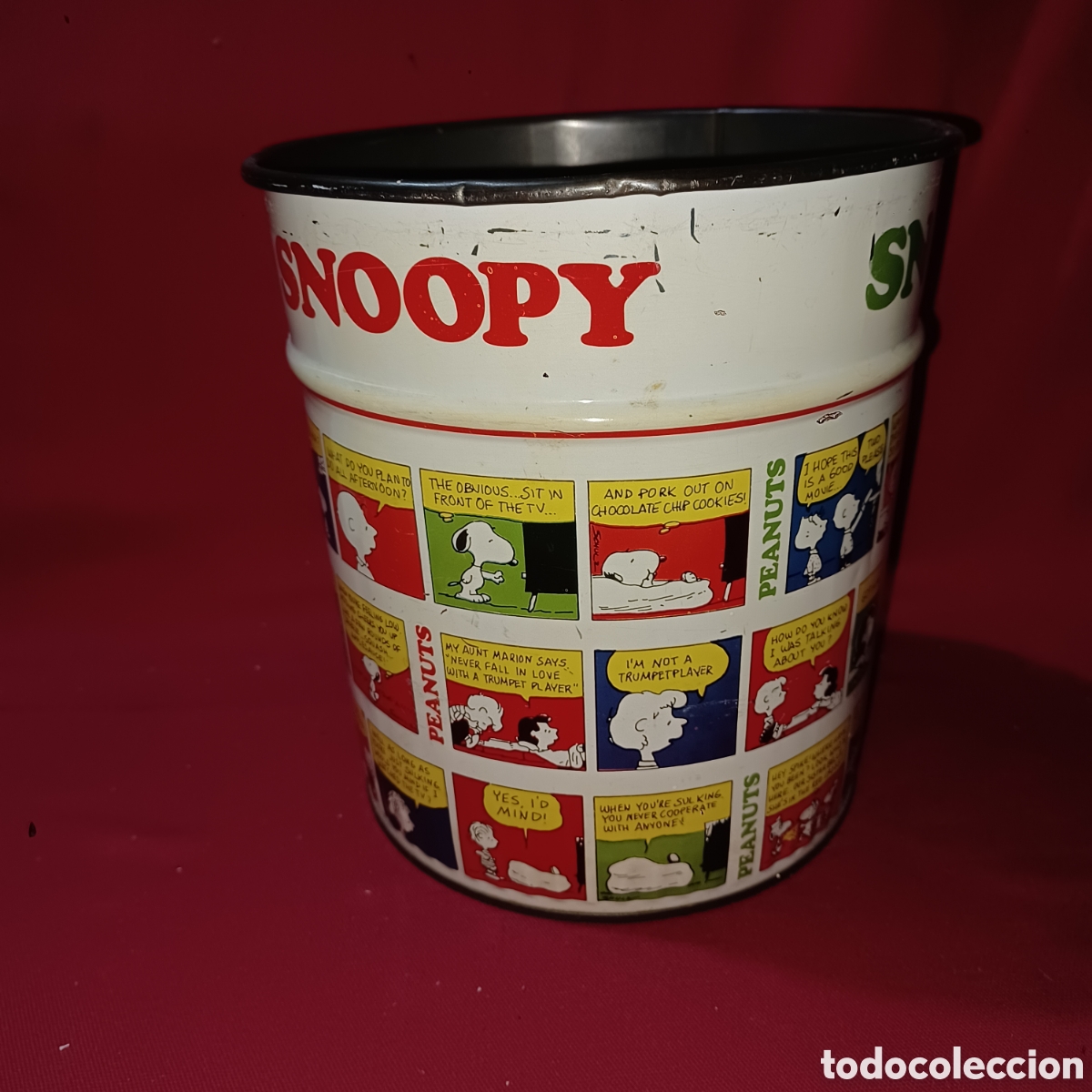 Juguetes antiguos y Juegos de colecci&oacute;n: Peque&ntilde;a papelera con serigrafia Snoopy 1979 80 81 82