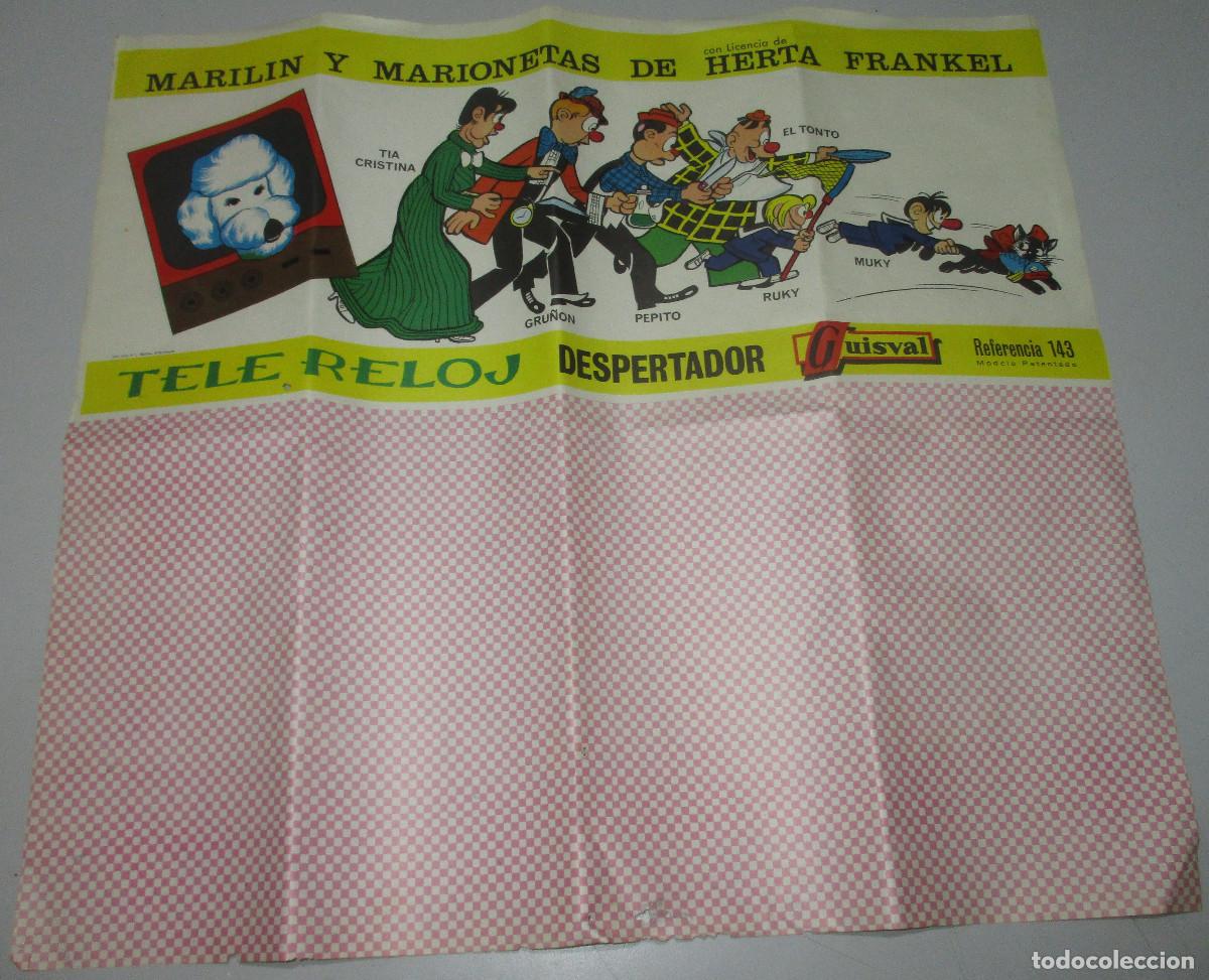 Juguetes antiguos y Juegos de colecci&oacute;n: L&aacute;mina, posiblemente para expositor de relojes Guisval MARILIN Y LAS MARIONETAS DE HERTA FRANKEL