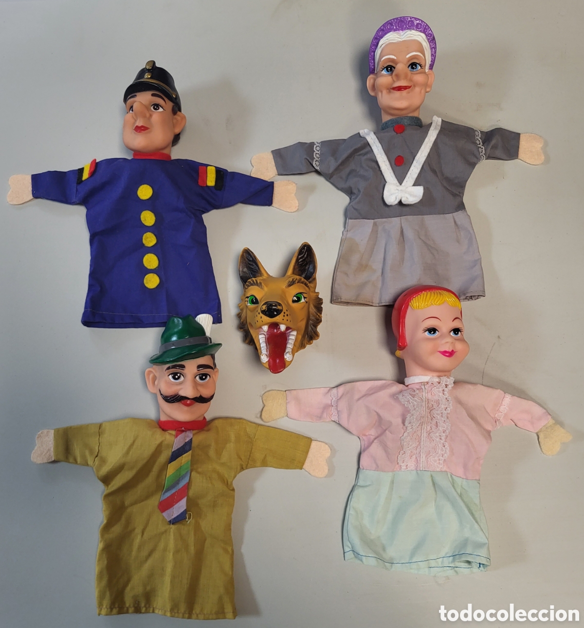 Brinquedos antigos e Jogos de cole&ccedil;&atilde;o: LOTE DE 5 MARIONETAS CUENTO DE FAPERUCITA ROJA . CABEZAS DE PLASTICO Y CUERPO DE TELA