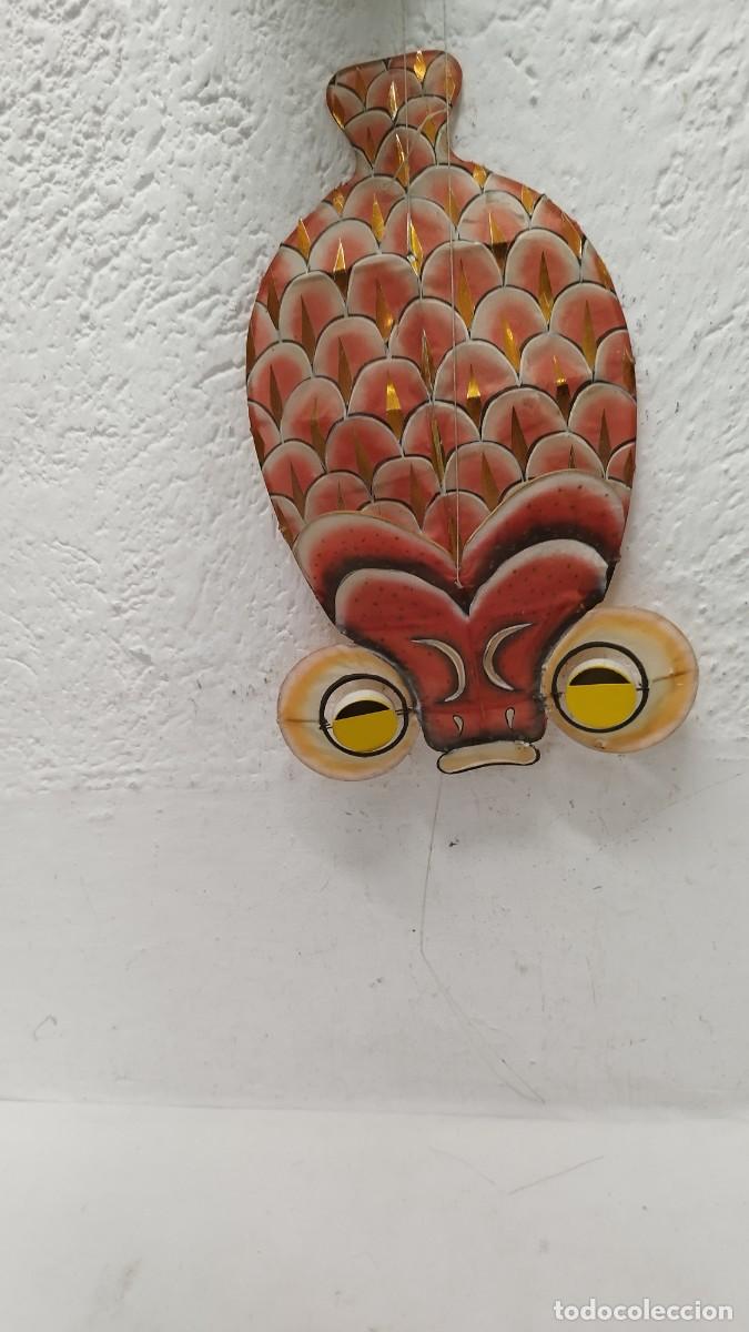 Jouets Anciens et Jeux de collection: Antigua Escultura Figura Tipo Cometa,de un Pez.Tela y madera