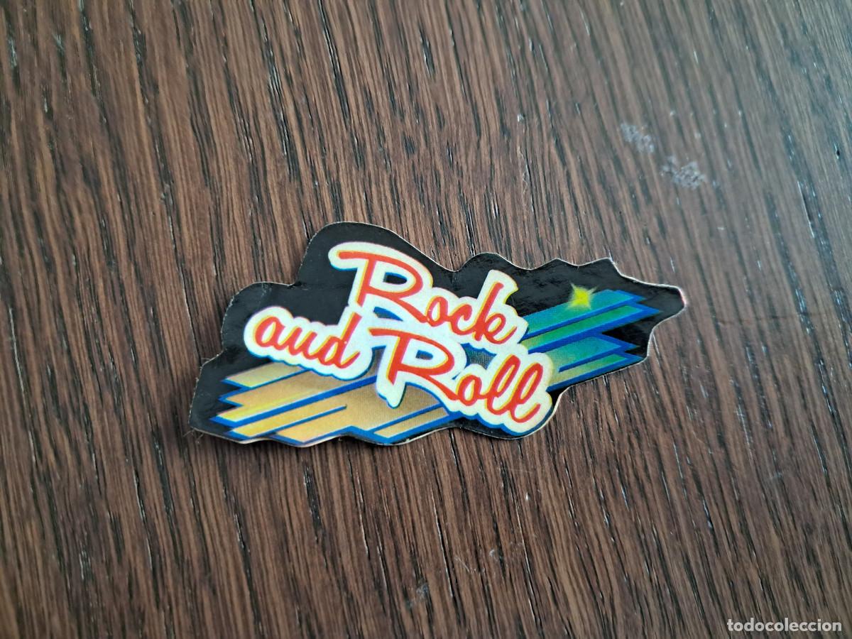 Juguetes antiguos y Juegos de colecci&oacute;n: cromo adhesivo troquelado de Panrico, a&ntilde;os 80. Rock and roll.
