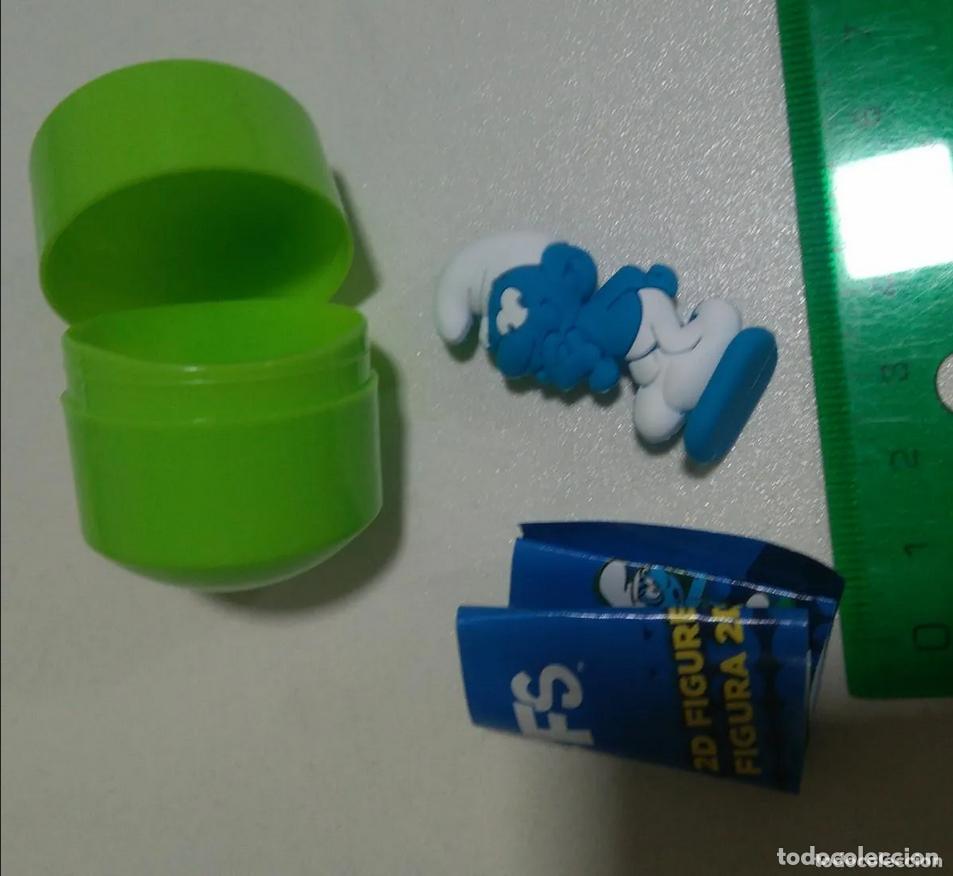 Juguetes antiguos y Juegos de colecci&oacute;n: figura 2d pitufos smurfs hacendado mercadona bpz papel capsula figurita miniatura d huevo bromista