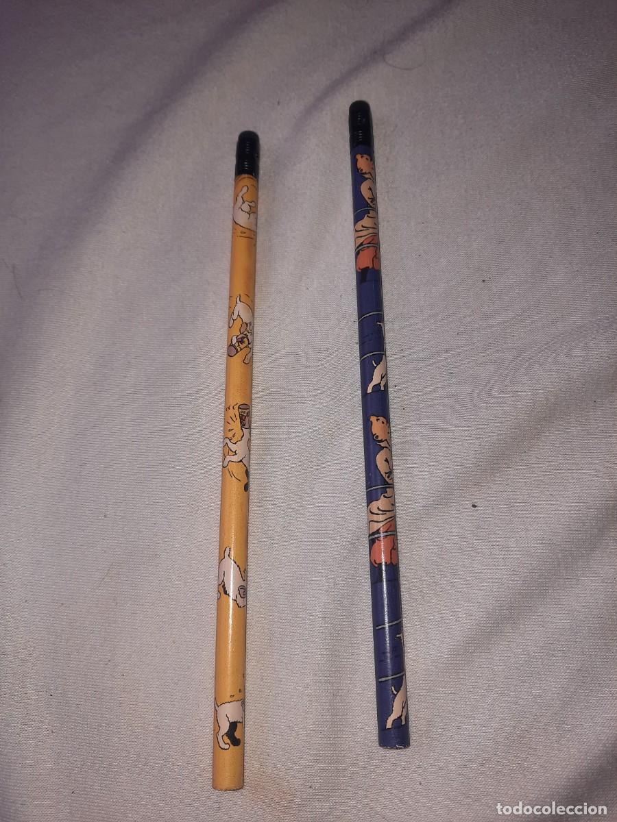 Juguetes antiguos y juegos de colecci&oacute;n: 2 antiguo l&aacute;piz lapices herge tintin tin tin a&ntilde;o 2004.no usado