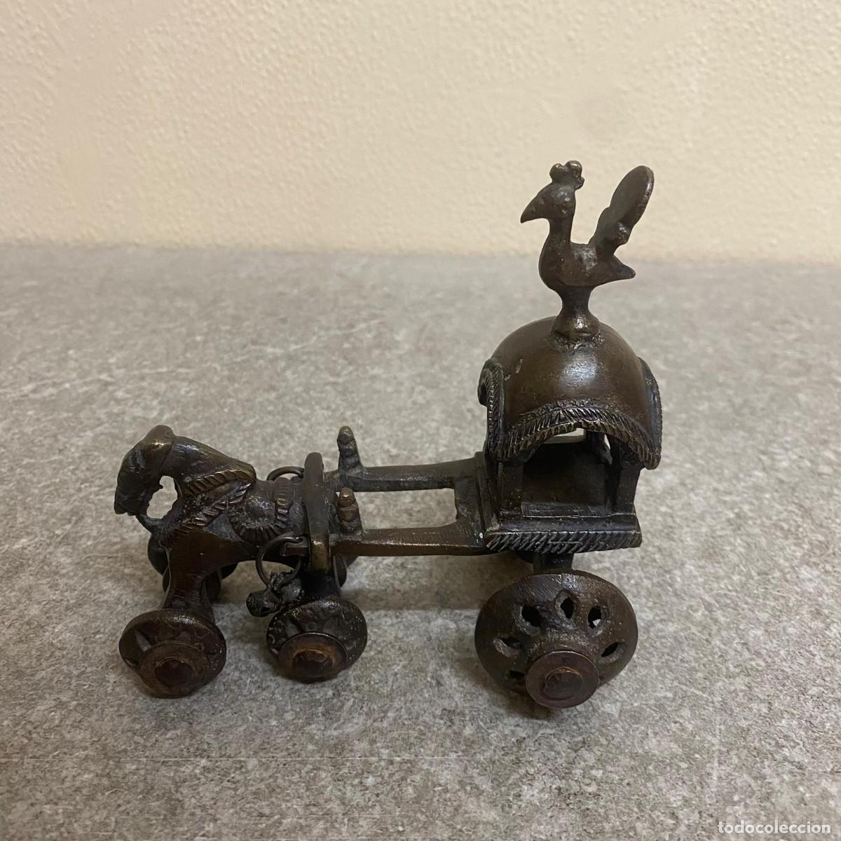 Jouets Anciens et Jeux de collection: Antiguo carruaje sobre ruedas tirado a caballo