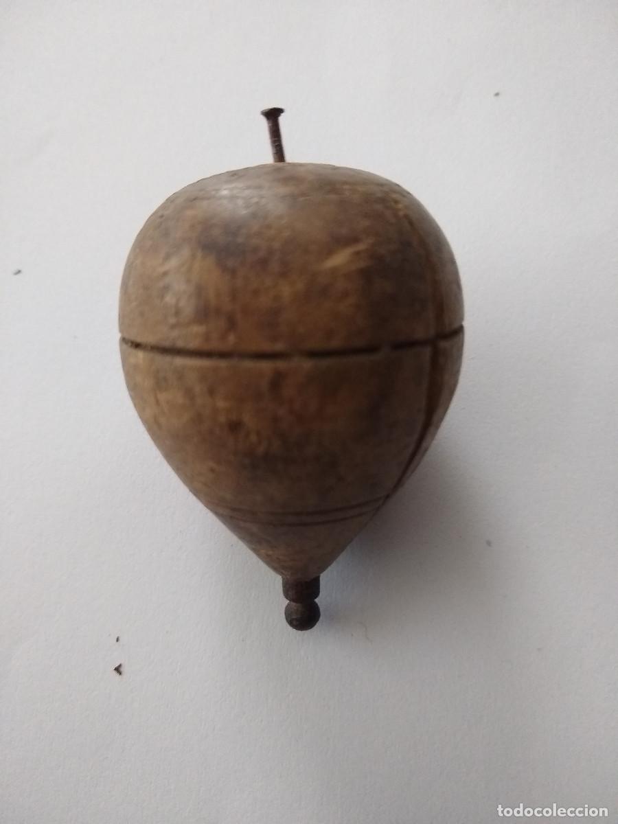 antigua peonza, trompo de madera con punta de m - Compra venta en  todocoleccion