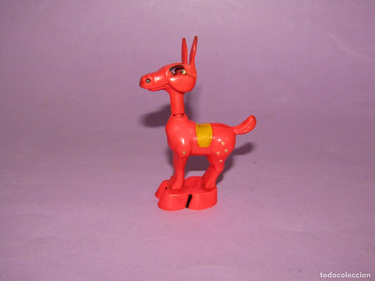 Juguetes antiguos y Juegos de colecci&oacute;n: Antiguo Burro de Pl&aacute;stico R&iacute;gido que Abre la Boca y Mueve la Cabeza - A&ntilde;o 1960-70s.