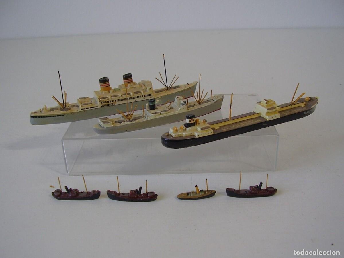 Juguetes antiguos y juegos de colecci&oacute;n: Lote de barcos plomo Viking, a&ntilde;os 40