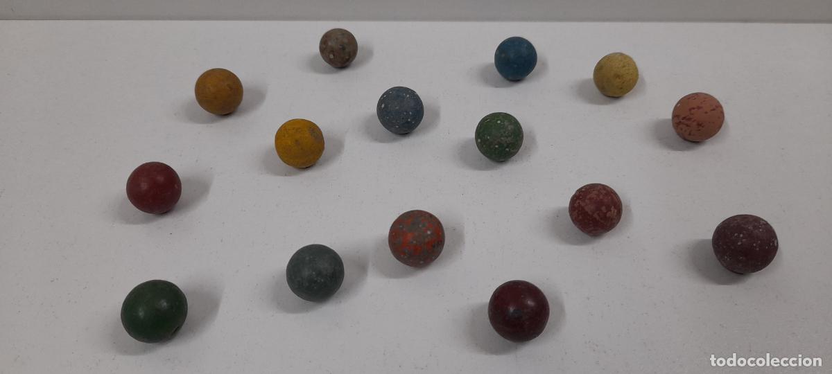 Juguetes antiguos y Juegos de colecci&oacute;n: CANICAS ANTIGUAS . 15 UNIDADES . REALIZADAS EN BARRO COCIDO
