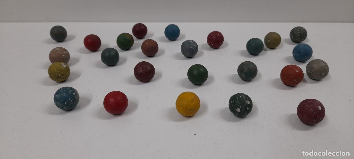 Juguetes antiguos y Juegos de colecci&oacute;n: CANICAS ANTIGUAS . 25 UNIDADES . REALIZADAS EN BARRO COCIDO