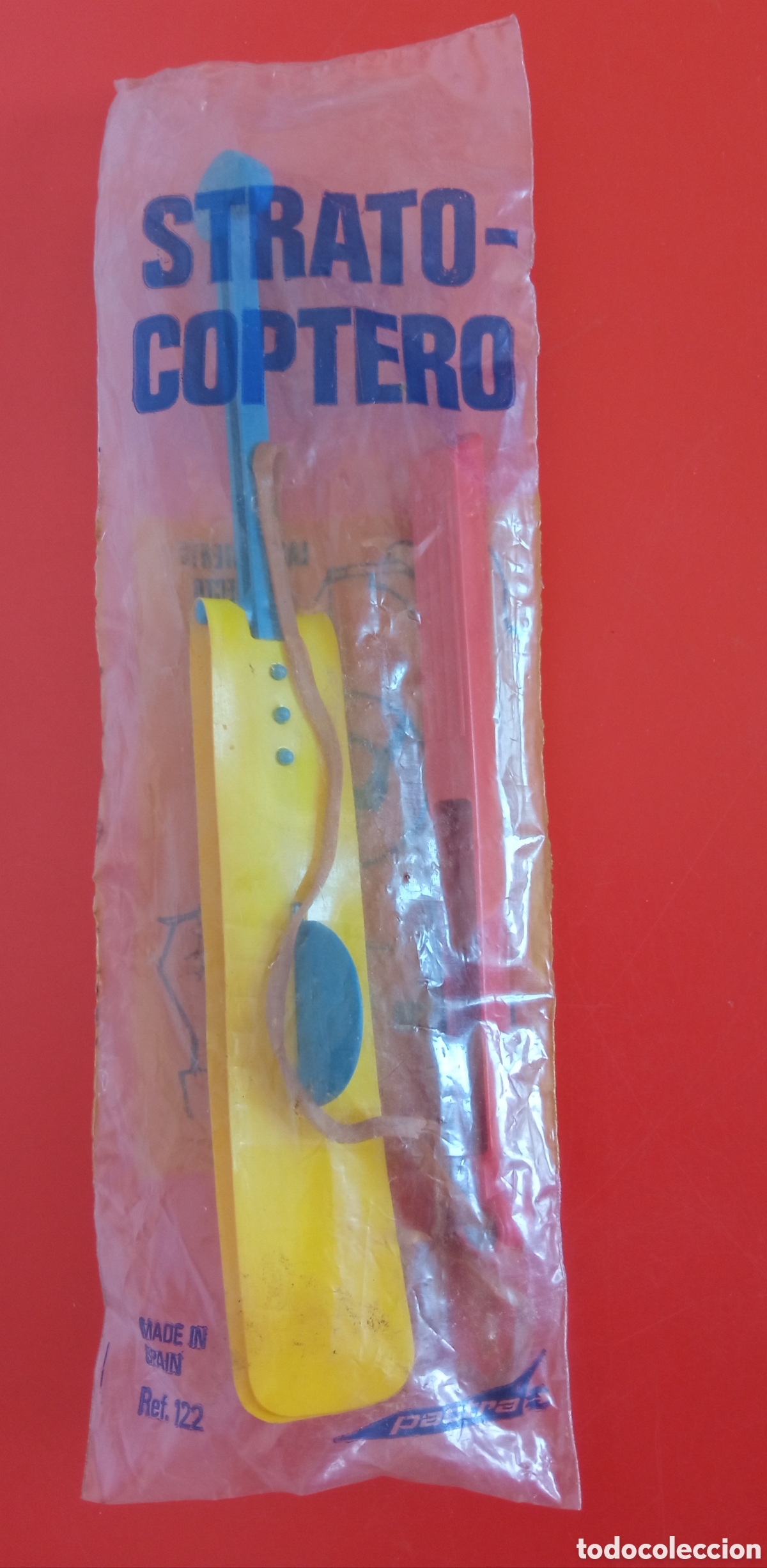 Juguetes antiguos y juegos de colecci&oacute;n: STRATO-COPTERO LANZADOR AMARILLO (20 CM).PACTRA 60'S.EN BOLSA DE ORIGEN SIN ABRIR