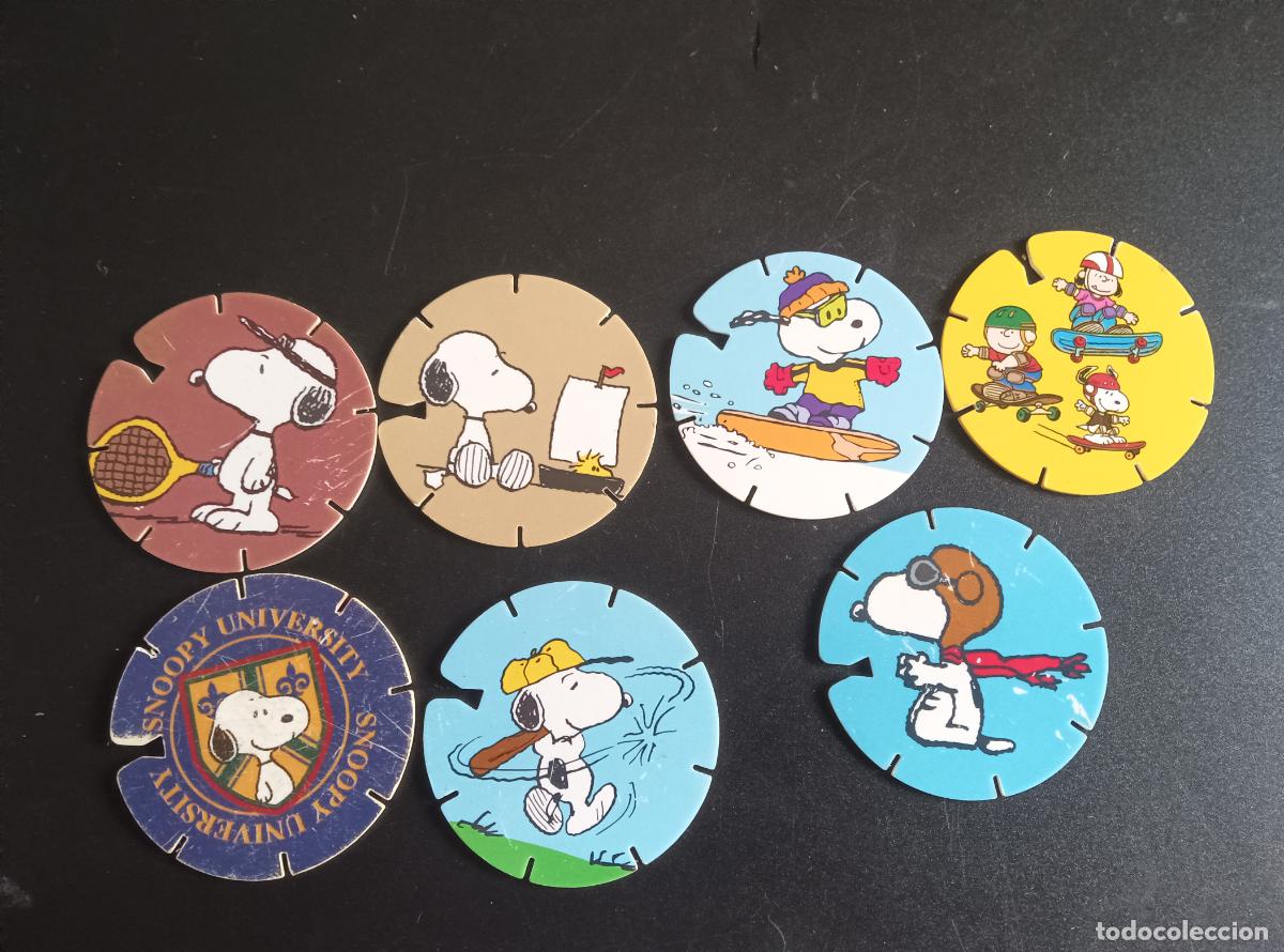 Juguetes antiguos y Juegos de colecci&oacute;n: SNOOPY, LOTE DE 7 TAZOS. CAPS DE GREFUSA.