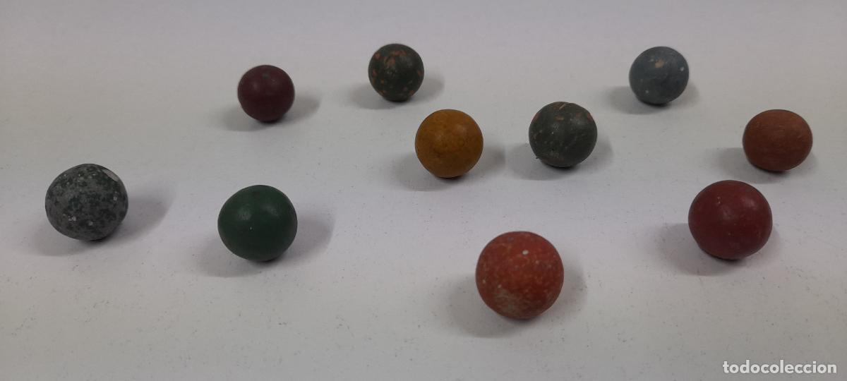 Juguetes antiguos y Juegos de colecci&oacute;n: CANICAS ANTIGUAS . 10 UNIDADES . REALIZADAS EN BARRO COCIDO
