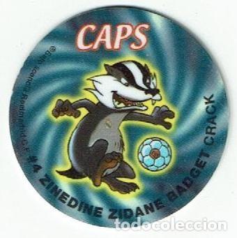 Juguetes antiguos y Juegos de colecci&oacute;n: COLECCI&Oacute;N TAZOS AS REAL MADRID CLUB DE F&Uacute;TBOL CAPS TAZO POGS N&ordm; 64 #4 ZINEDINE ZIDANE BADGET CRACK