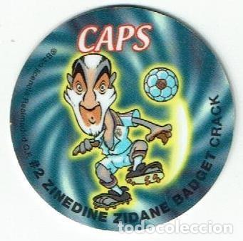 Juguetes antiguos y Juegos de colecci&oacute;n: COLECCI&Oacute;N TAZOS AS REAL MADRID CLUB DE F&Uacute;TBOL CAPS TAZO POGS N&ordm; 62 #2 ZINEDINE ZIDANE BADGET CRACK