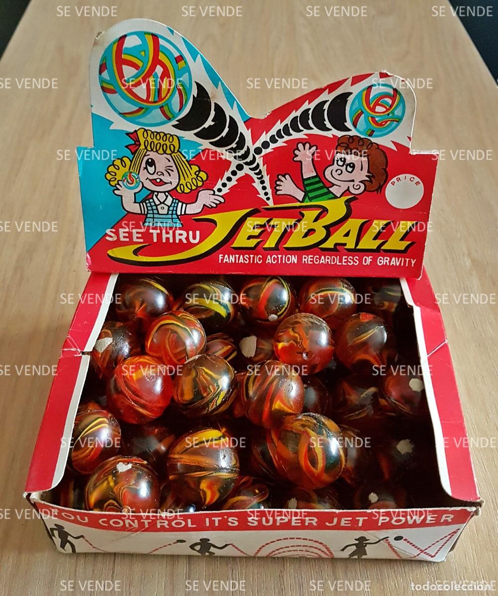Juguetes antiguos y juegos de colecci&oacute;n: CAJA DE AUTENTICA PELOTITAS SALTARINAS DE GOMA JET BALL