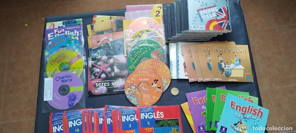 Juguetes antiguos y Juegos de colecci&oacute;n: &rdquo;Lote educativo: CDs ingl&eacute;s, enciclopedia, Don Quijote y m&aacute;s, perfecto para aprendizaje&rdquo;