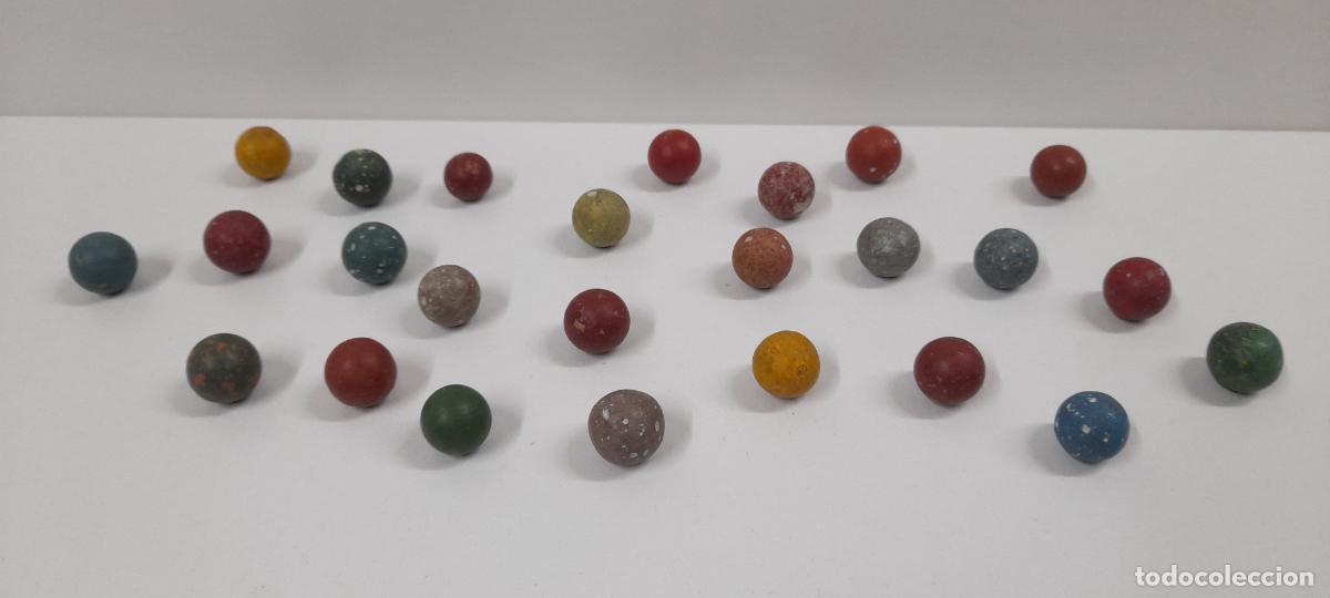 Juguetes antiguos y Juegos de colecci&oacute;n: CANICAS ANTIGUAS . 25 UNIDADES . REALIZADAS EN BARRO COCIDO