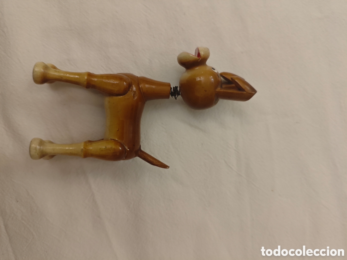 Juguetes antiguos y Juegos de colecci&oacute;n: Perro de madera articulado antiguo