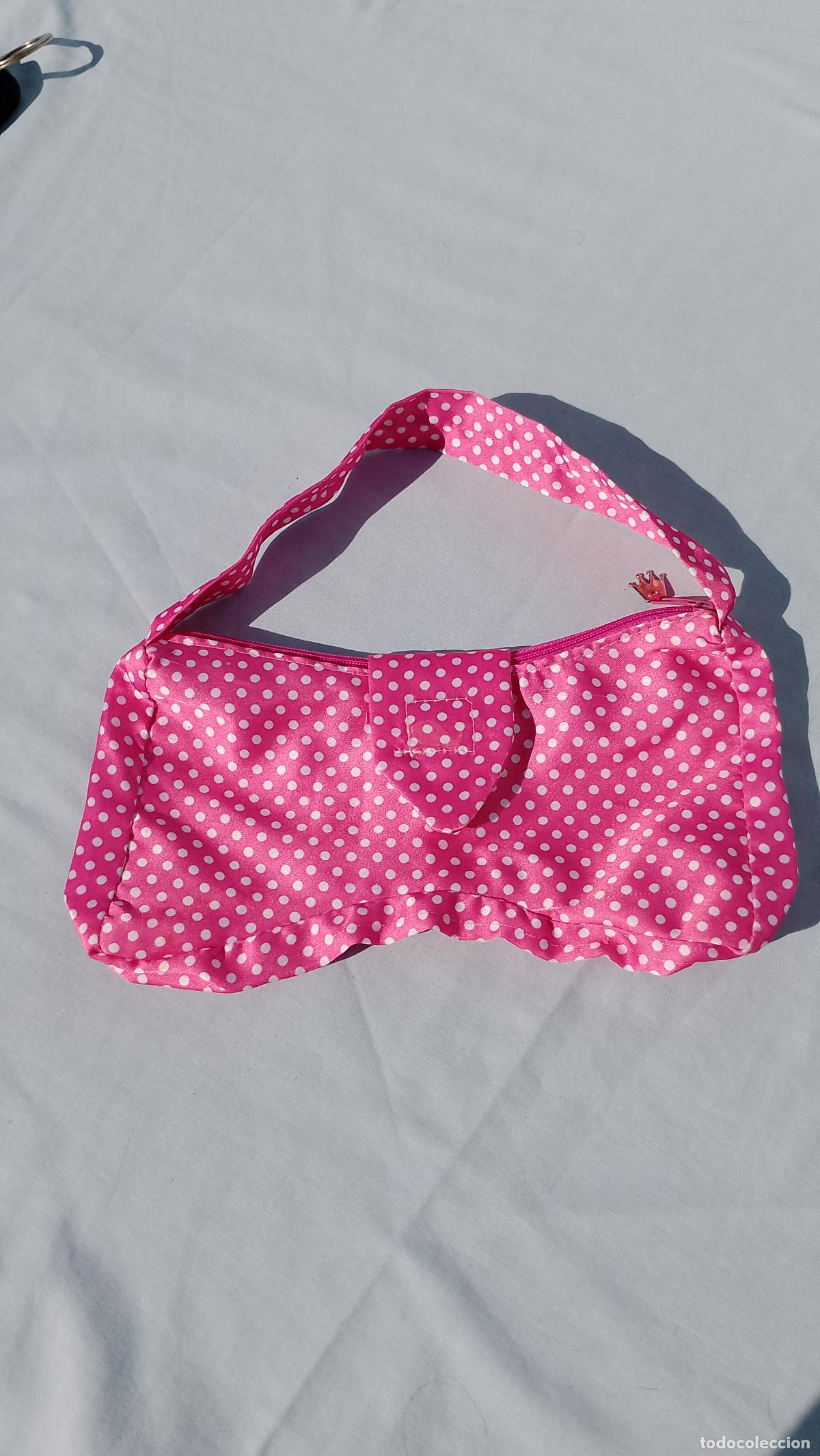 Juguetes antiguos y Juegos de colecci&oacute;n: Antiguo bolsito bolso infantil rosa de lunares, estilo Minnie Mouse