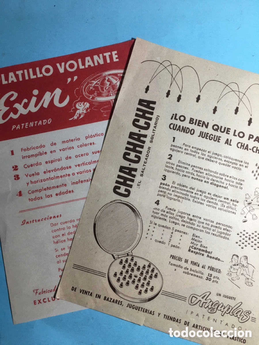 Juguetes antiguos y Juegos de colecci&oacute;n: 50&acute;s ca. PUBLICIDAD PLATILLO VOLANTE ''EXIN'' Y ''CHA CHA CHA'' el salteador solitario de ANGUPLAS