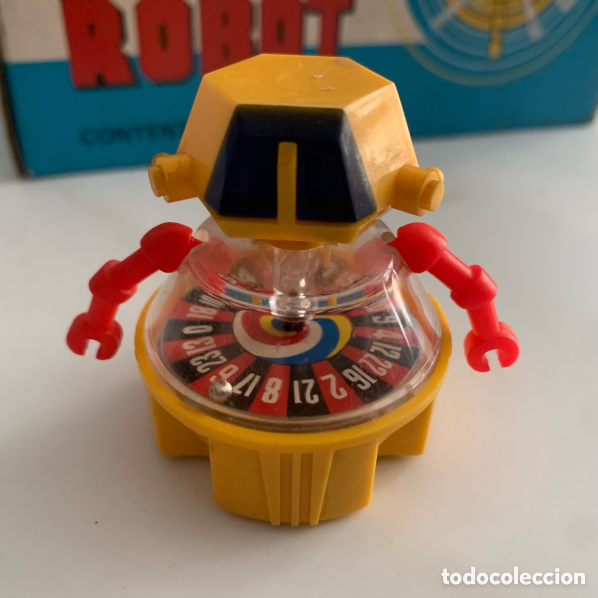 Juguetes antiguos y Juegos de colecci&oacute;n: Koyo Kinzoku Revolve and Run Winsome Robot NUEVO A ESTRENAR - Made in Japan - A&Ntilde;OS 80 AMARILLO
