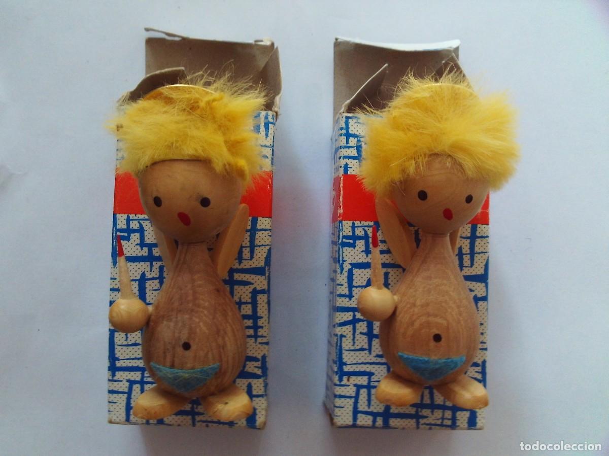 Juguetes antiguos y juegos de colecci&oacute;n: DOS MU&Ntilde;ECOS DE MADERA A ESTRENAR