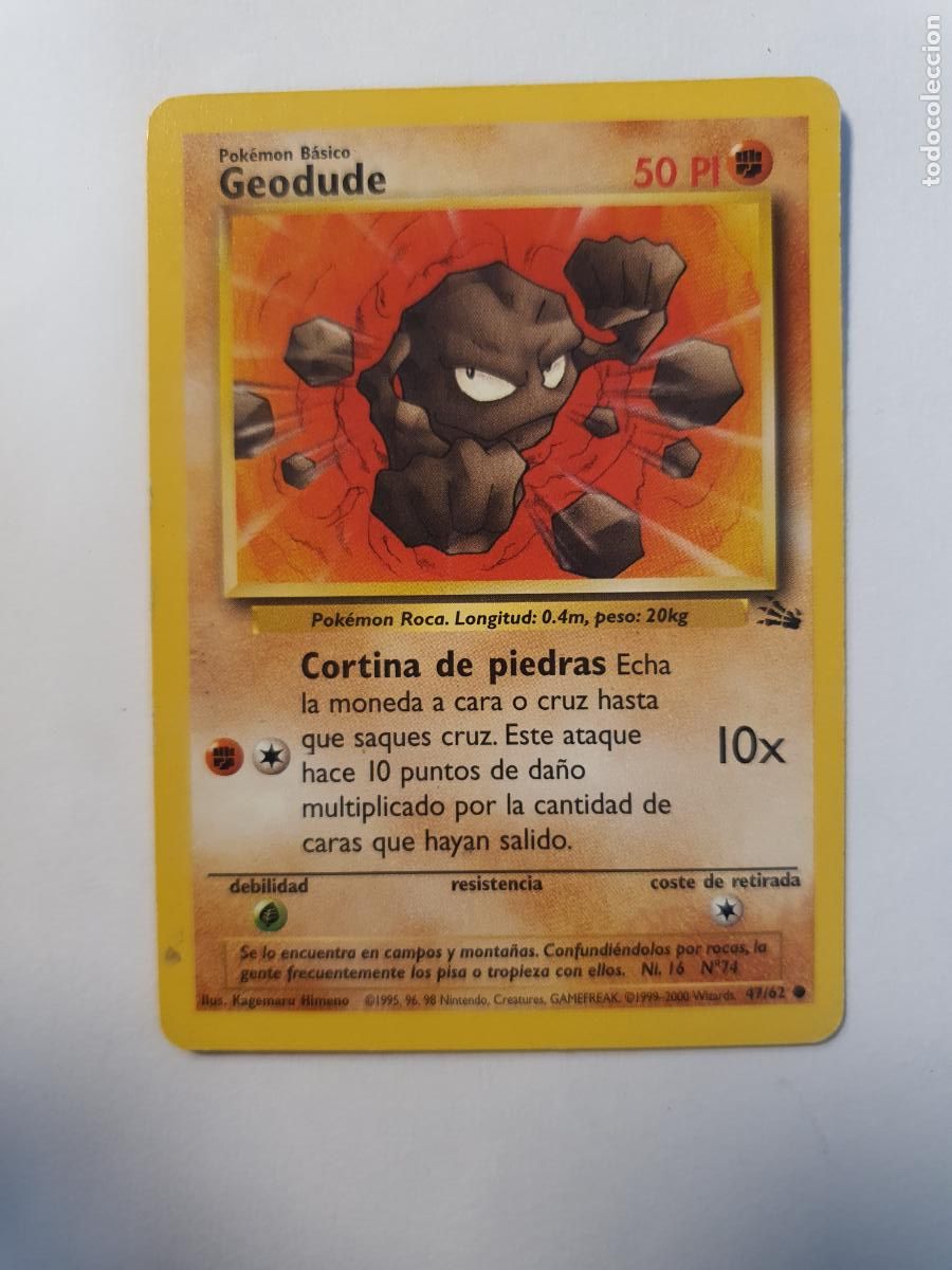Juguetes antiguos y Juegos de colecci&oacute;n: CARTA POKEMON - FOSSIL - A&Ntilde;O 1995 96 98 - COMUN - ESPA&Ntilde;A -- GEODUDE