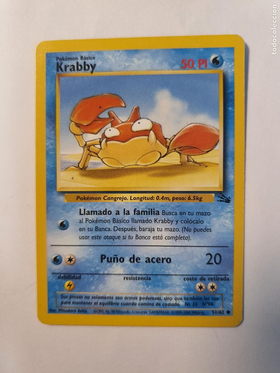 Juguetes antiguos y Juegos de colecci&oacute;n: CARTA POKEMON - FOSSIL - A&Ntilde;O 1995 96 98 - COMUN - ESPA&Ntilde;A -- KRABBY