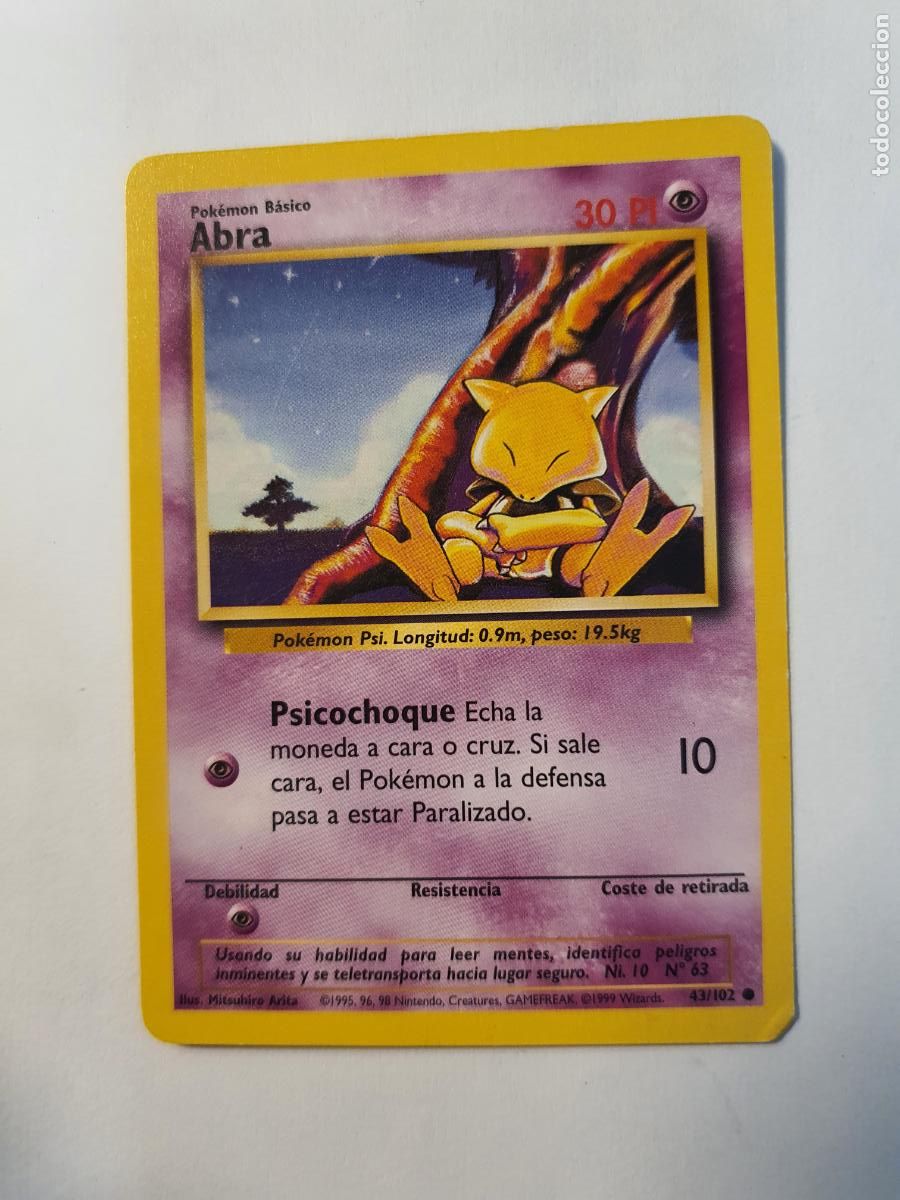 Juguetes antiguos y Juegos de colecci&oacute;n: CARTA POKEMON - BASE SET - A&Ntilde;O 1995 96 98 - COMUN - ESPA&Ntilde;A -- ABRA