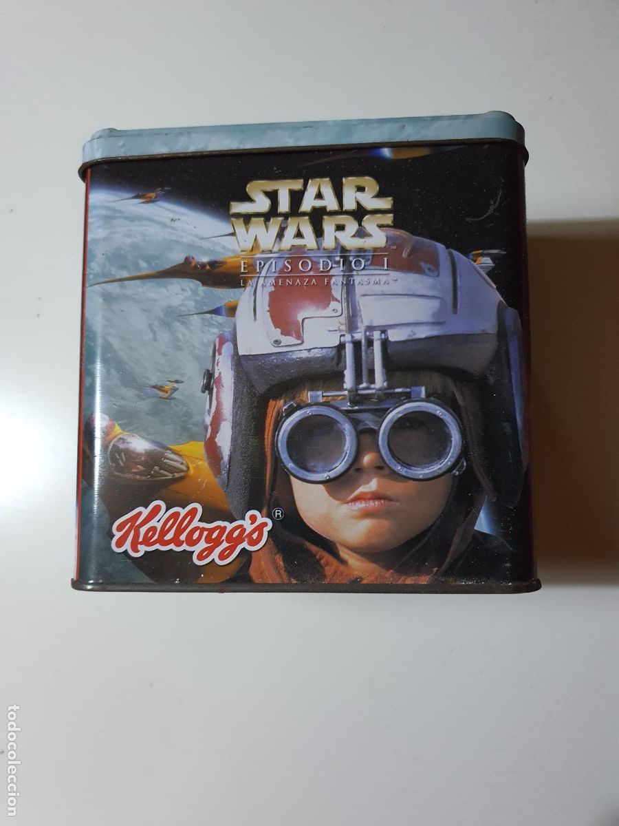 Juguetes antiguos y Juegos de colecci&oacute;n: LATA ANTIGUA - CEREALES KELLOG KELLOGS - STAR WARS LA AMENAZA FANTASMA - DIFICIL RARA