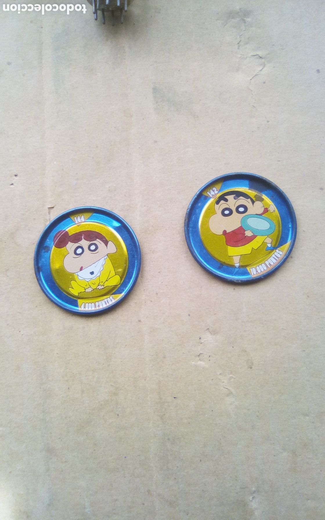 Juguetes antiguos y Juegos de colecci&oacute;n: 3 Tazos metal rappers Shin Chan, n&deg; 134, 142 y 144. Bollycao 1997.