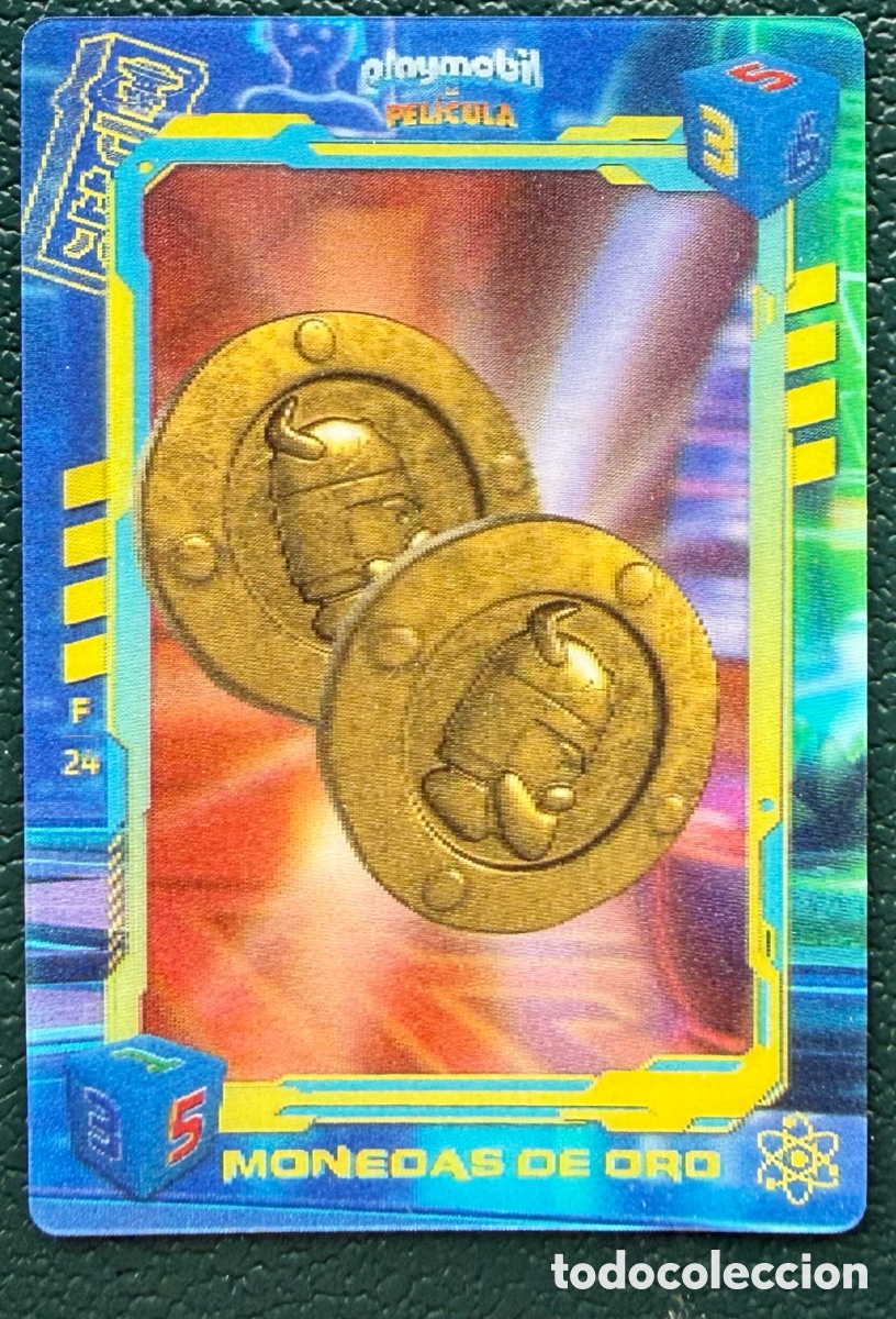 Juguetes antiguos y Juegos de colecci&oacute;n: CARTA LENTICULAR F24 MONEDAS DE ORO PLAYMOBIL LA PELICULA CARREFOUR 2019