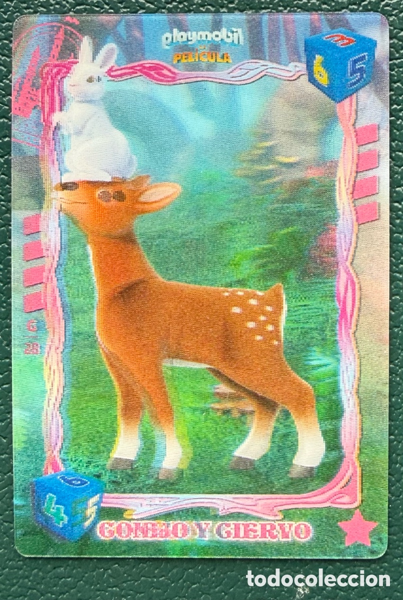 Juguetes antiguos y Juegos de colecci&oacute;n: CARTA LENTICULAR G28 CONEJO Y CIERVO PLAYMOBIL LA PELICULA CARREFOUR 2019