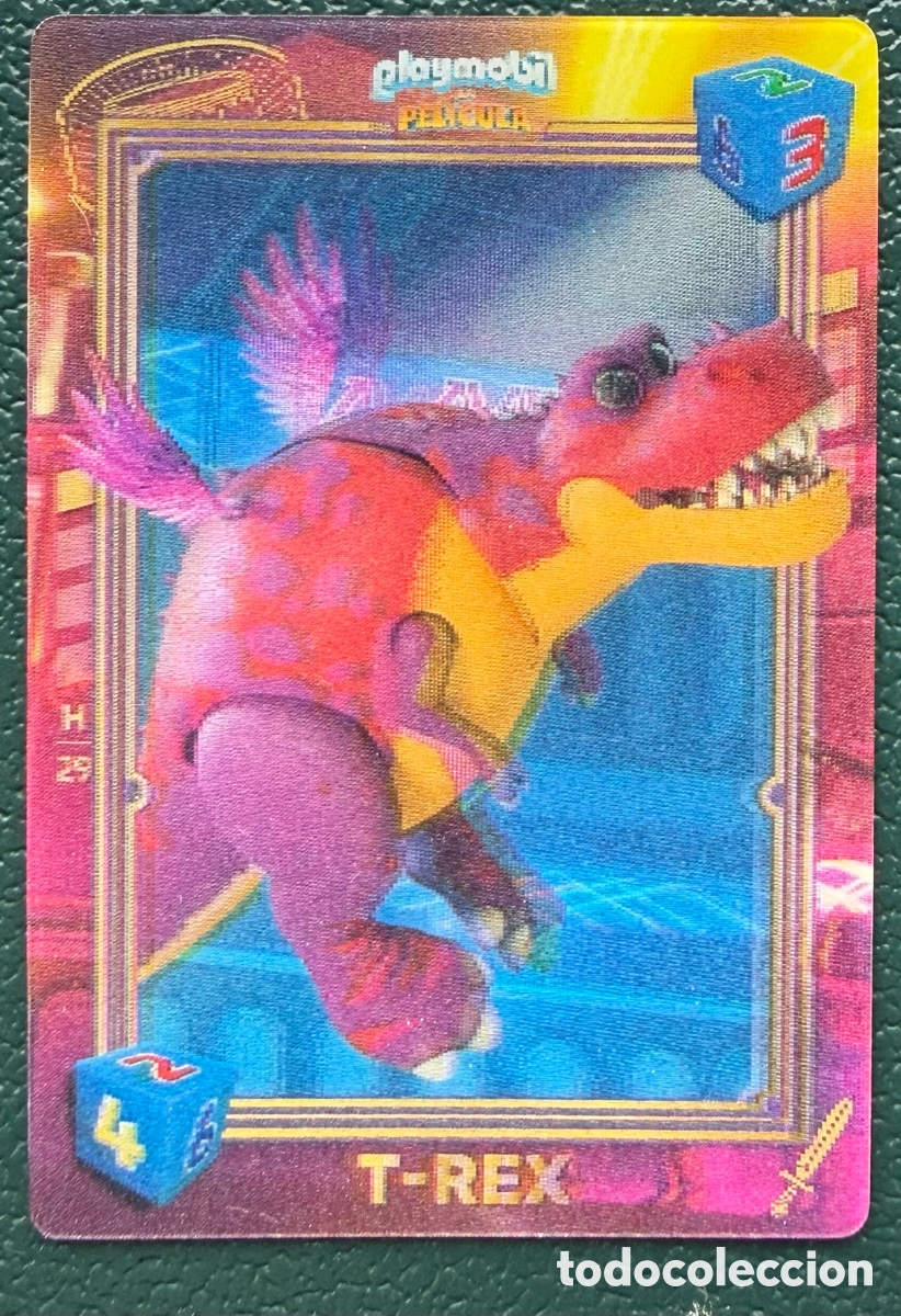 Altes Spielzeug und Spiele: CARTA LENTICULAR H29 T-REX PLAYMOBIL LA PELICULA CARREFOUR 2019