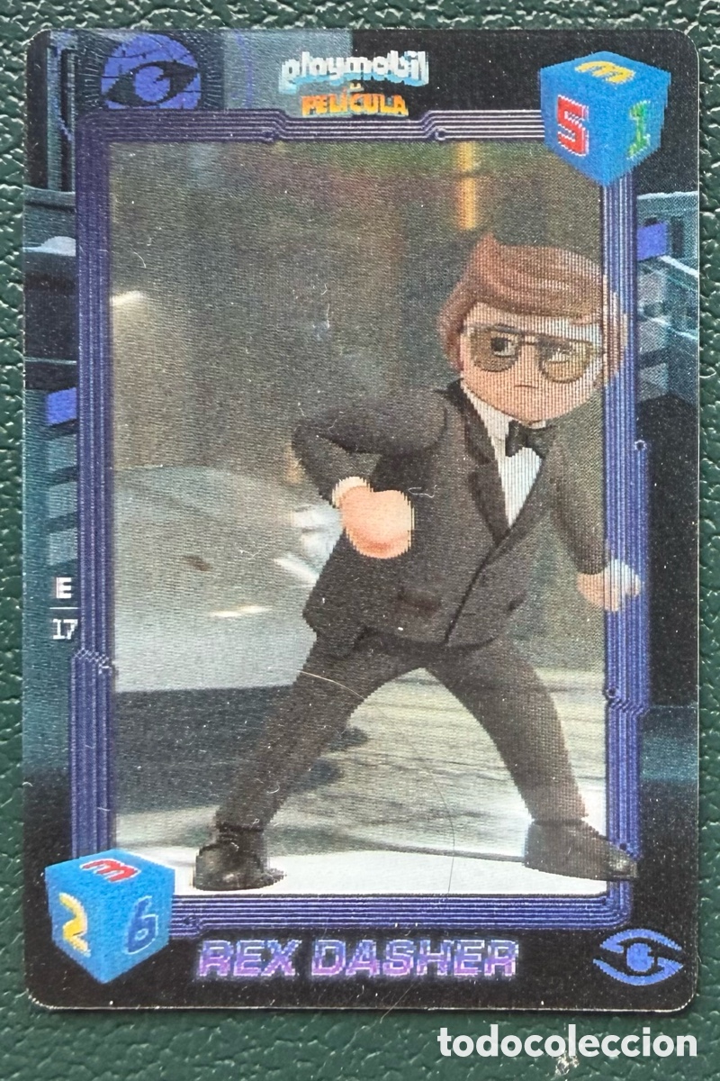 Juguetes antiguos y Juegos de colecci&oacute;n: CARTA LENTICULAR E17 REX DASHER PLAYMOBIL LA PELICULA CARREFOUR 2019