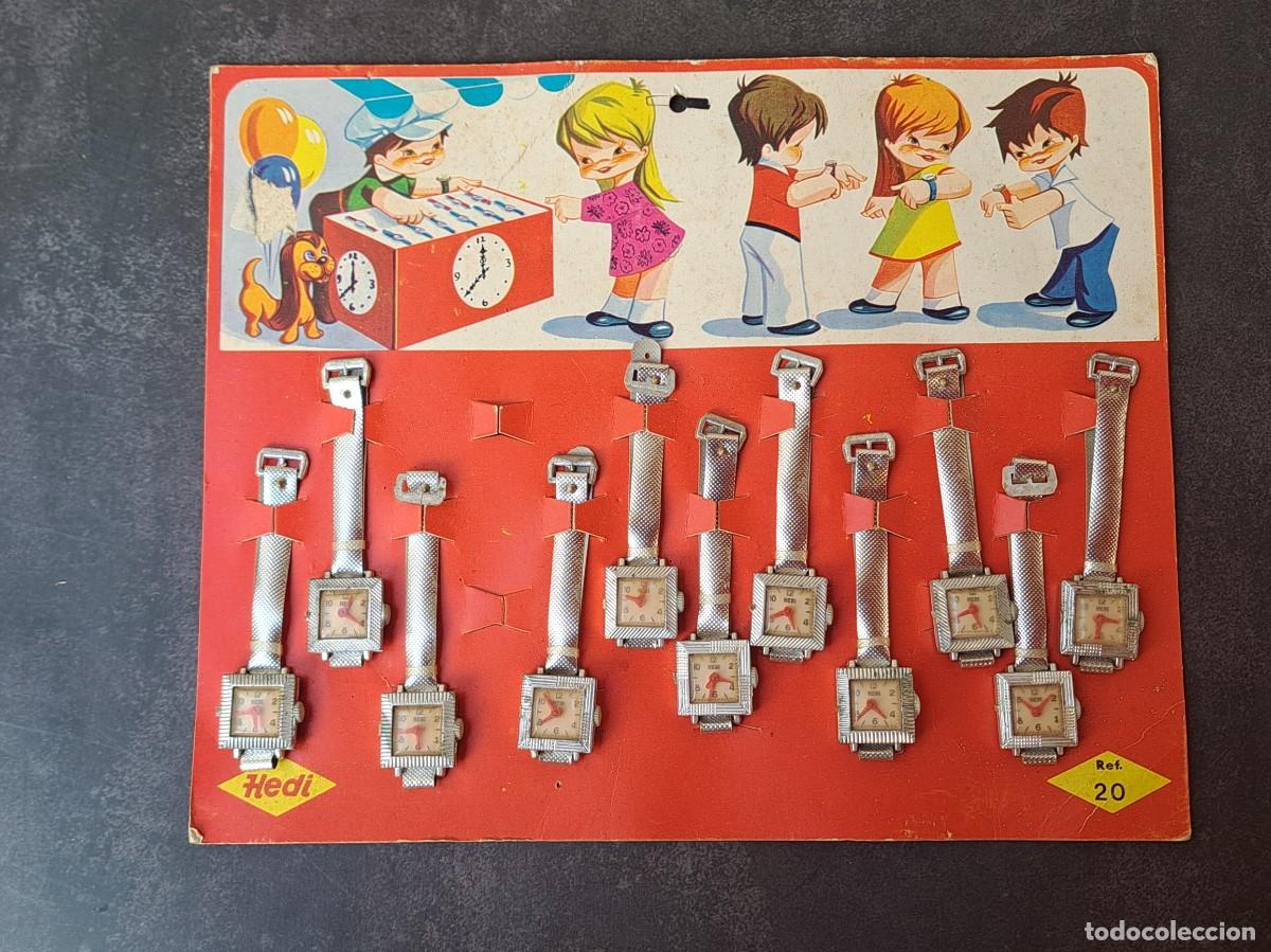 Jouets Anciens et Jeux de collection: EXPOSITOR, BLISTER con 11 RELOJES infantiles de juguete marca HEDI Ref. 20.