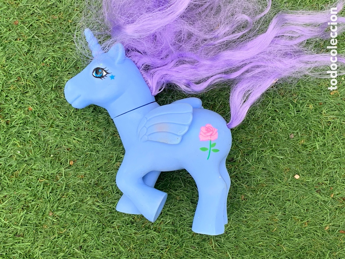 Juguetes antiguos y Juegos de colecci&oacute;n: &bull;mi peque&ntilde;o pony my little pony unicornio azul alado con rosa Made in china