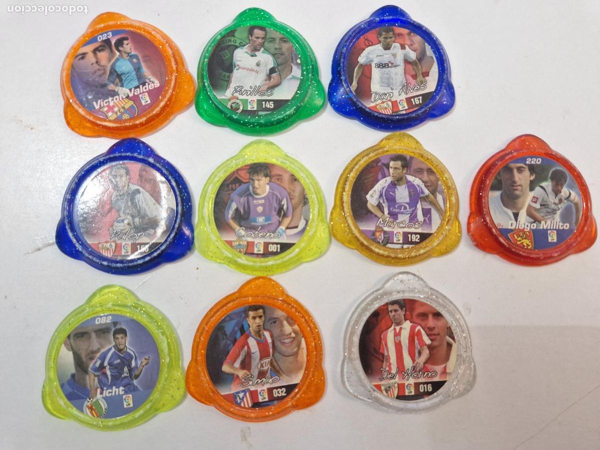 Juguetes antiguos y Juegos de colecci&oacute;n: lote 10 tazo cracks panini la liga futbol juego juguete 2007