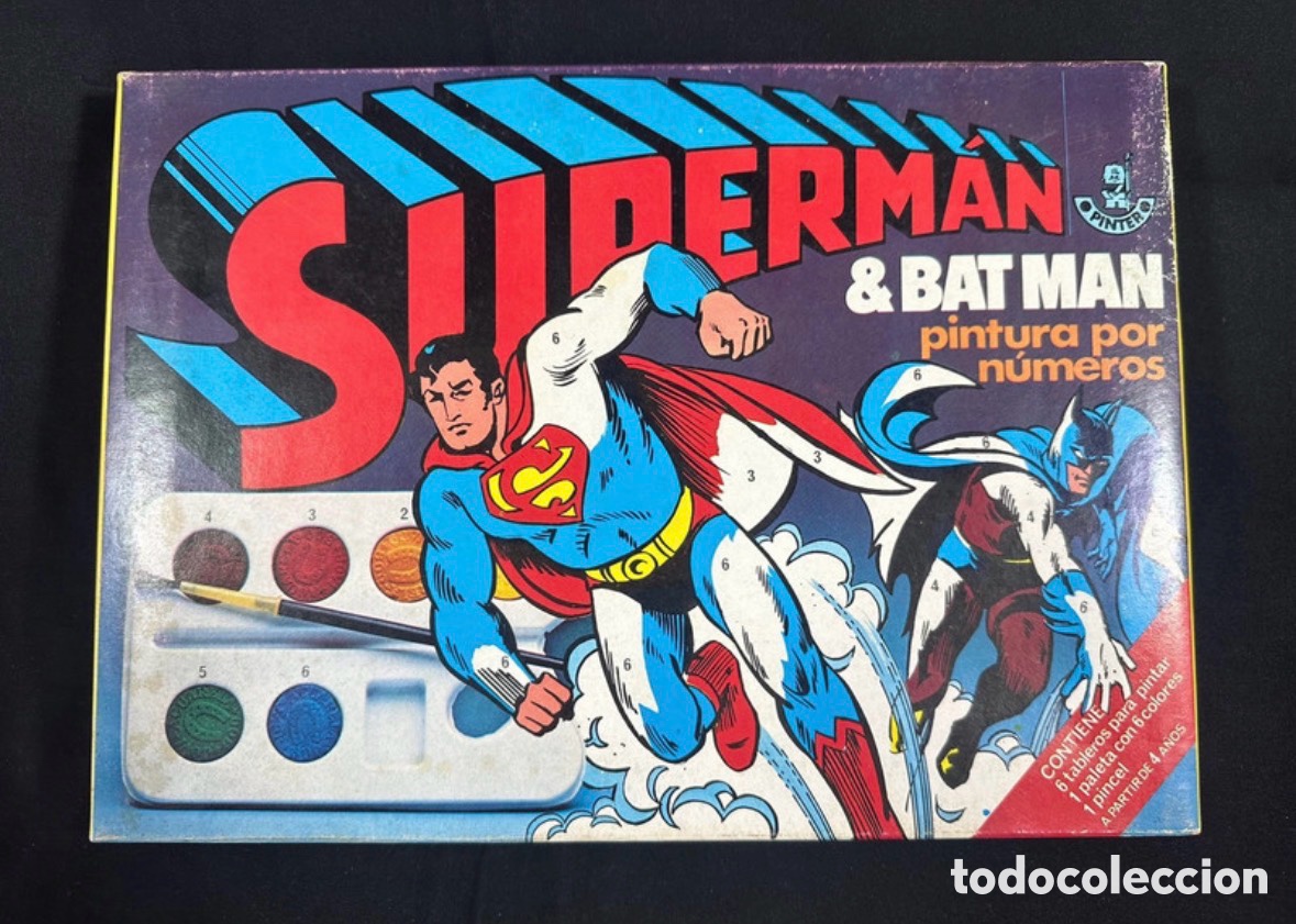 Antique Toys and Collectible Games: PINTURA POR N&Uacute;MEROS POCH SUPERMAN & BATMAN NUNCA USADO