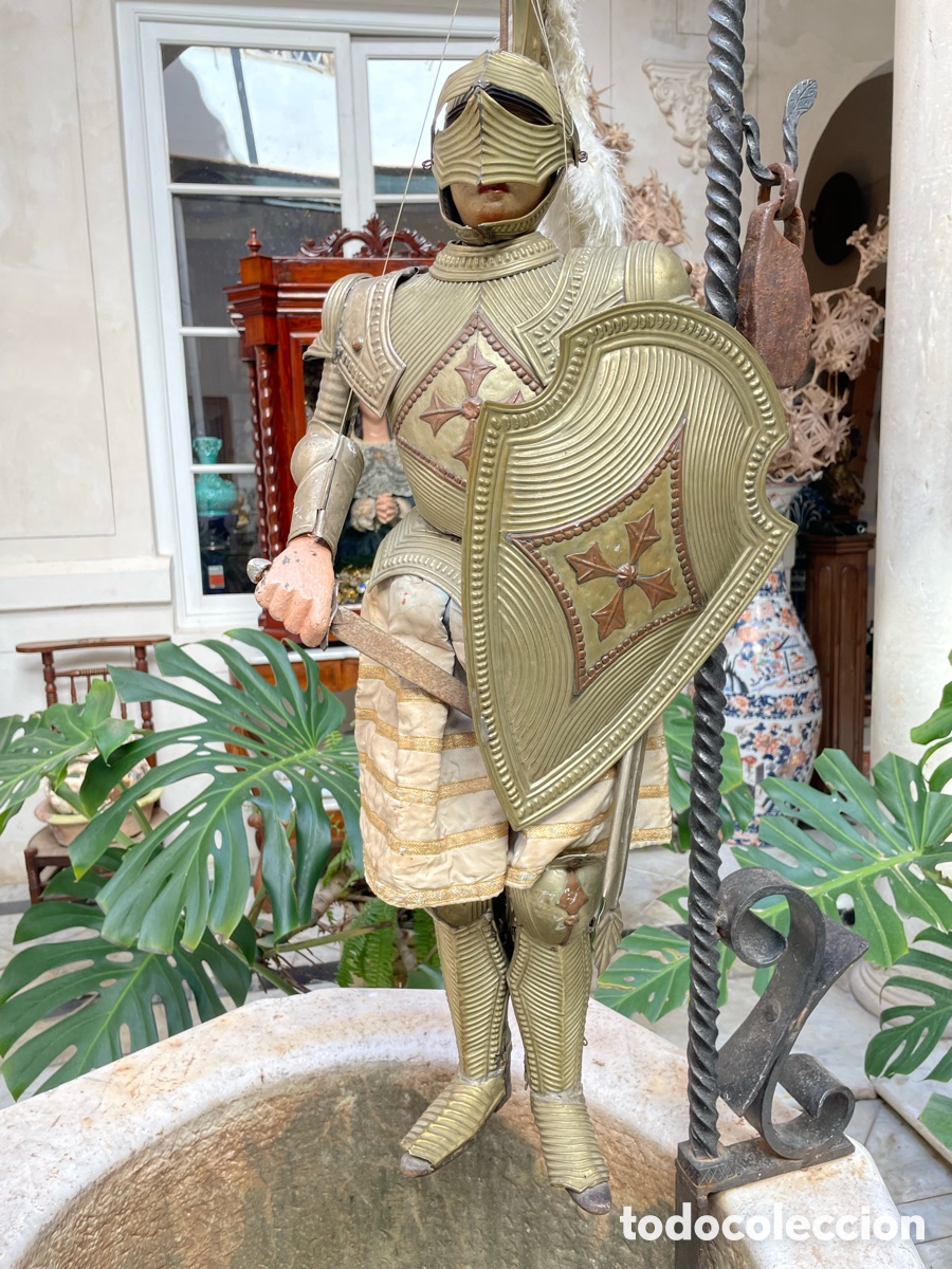Juguetes antiguos y Juegos de colecci&oacute;n: Marioneta caballero siglo XIX madera y lat&oacute;n