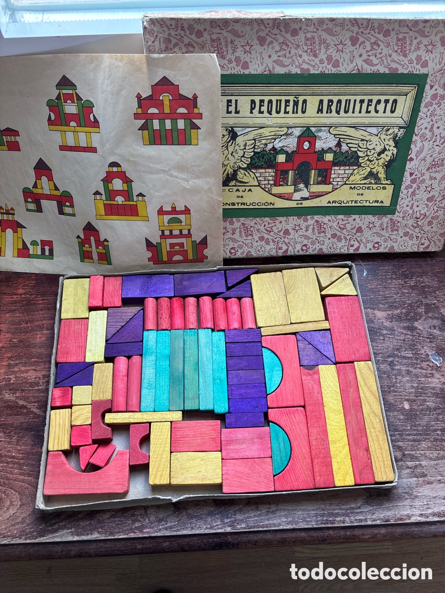 Brinquedos antigos e Jogos de cole&ccedil;&atilde;o: Juego de construcci&oacute;n antiguo de madera El Peque&ntilde;o Arquitecto