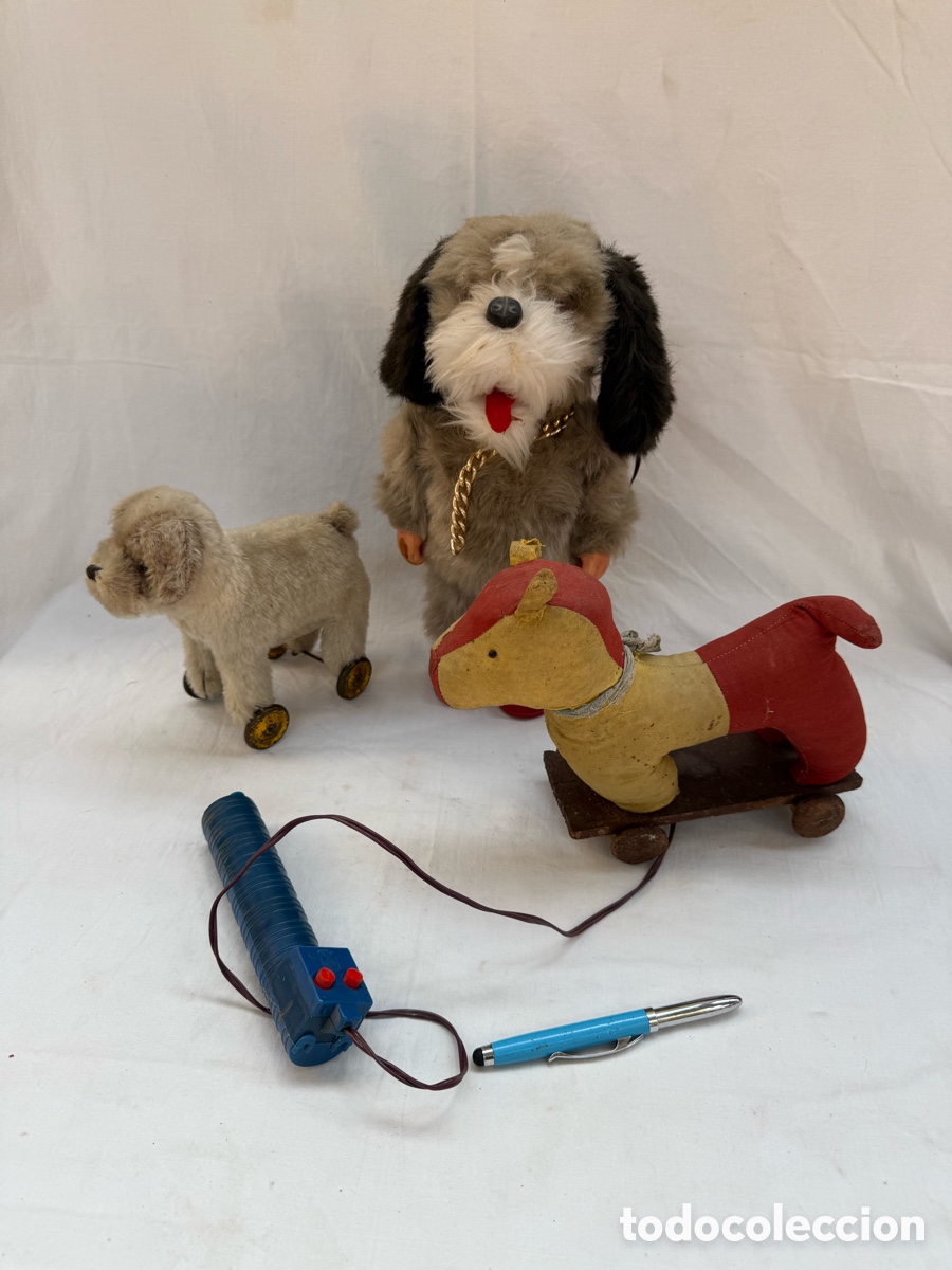 Juguetes antiguos y Juegos de colecci&oacute;n: Lote de 3 juguetes antiguos,perritos a&ntilde;os 30-40-70