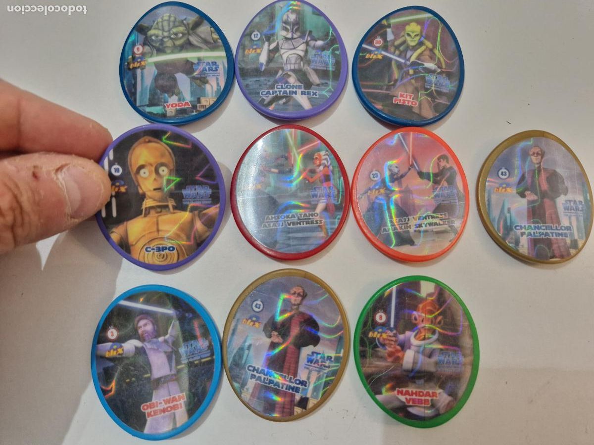 Juguetes antiguos y Juegos de colecci&oacute;n: lote 10 tazo Blix patatas matutano disco star wars clone wars episodio II III