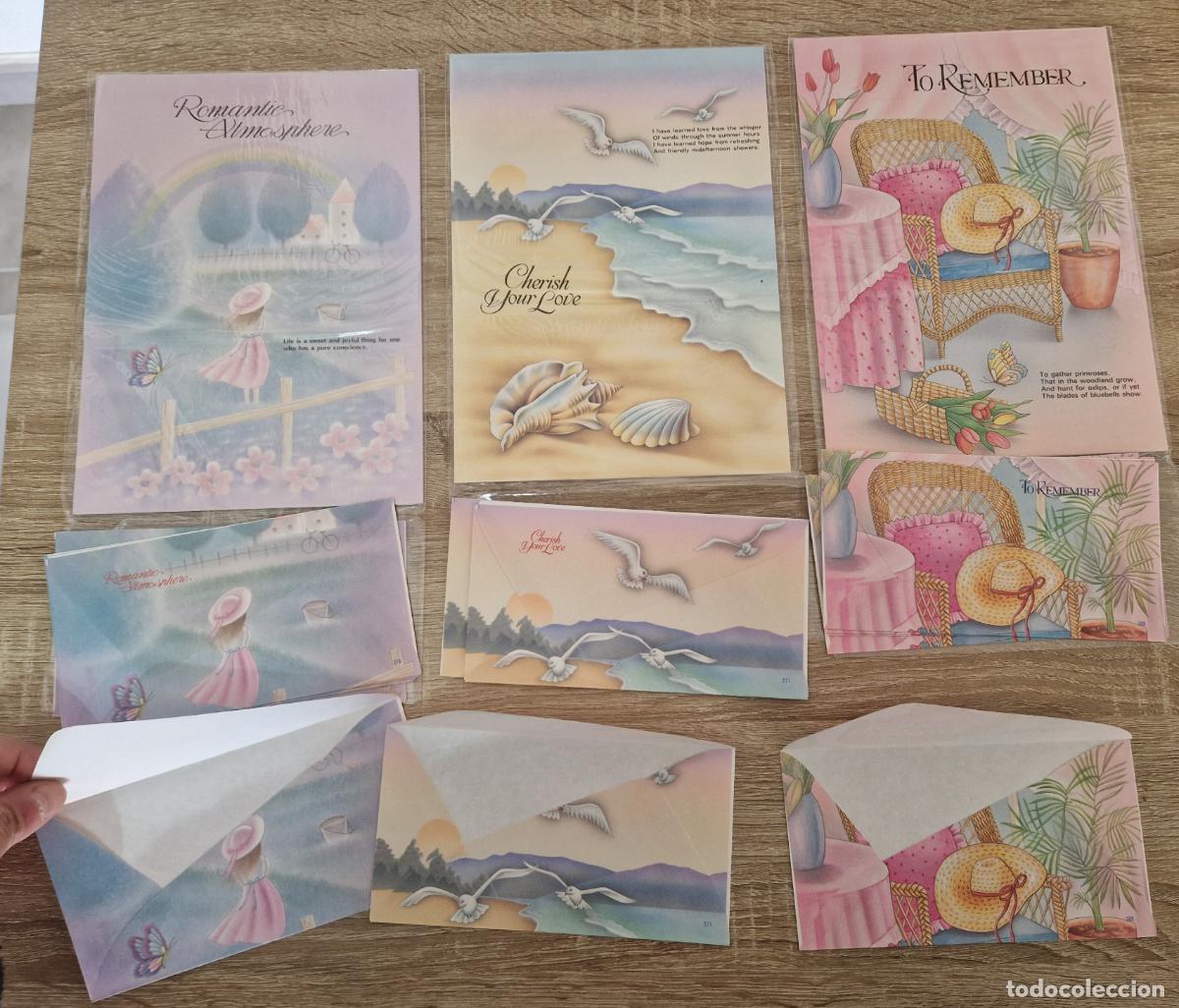 Juguetes antiguos y Juegos de colecci&oacute;n: lote 3 pack a&ntilde;os 90 sobre carta Hojas de cambiar cartas hojita romantico perfumada Taiwan Shinn jee