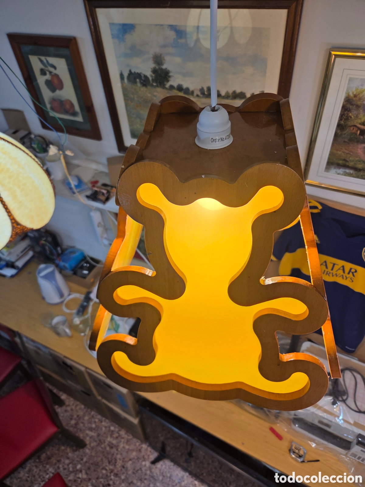 Juguetes antiguos y Juegos de colecci&oacute;n: Lampara infantil de techo con forma de ositos