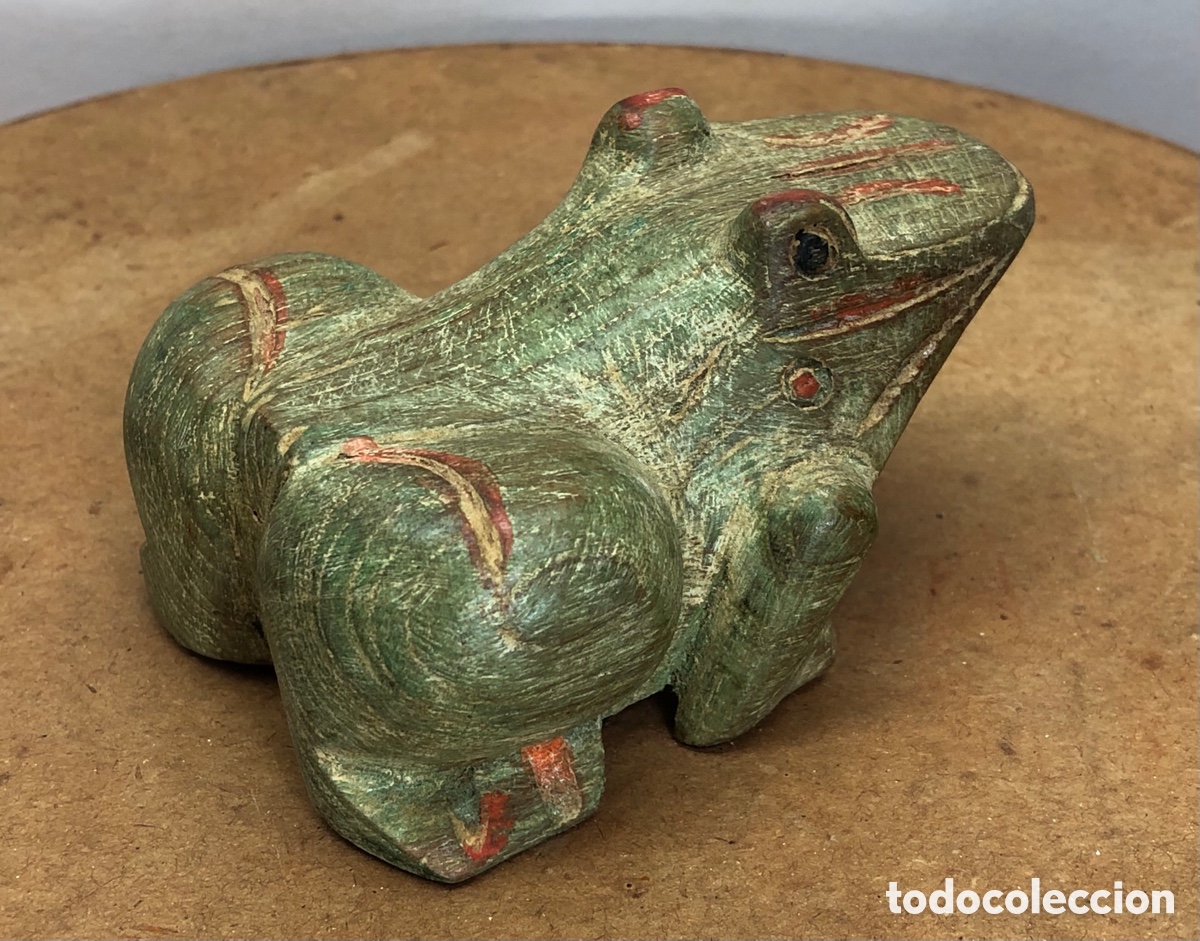 Juguetes antiguos y Juegos de colecci&oacute;n: Rana culona de colecci&oacute;n &bull; juguete antiguo de madera