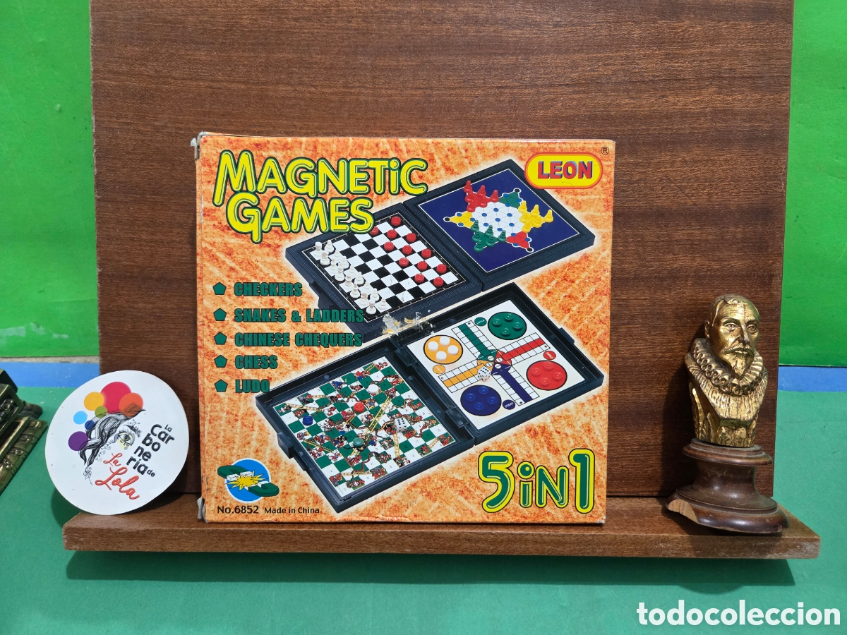 Juguetes antiguos y Juegos de colecci&oacute;n: &rdquo;&rdquo;MAGNETIC GAMES&rdquo;&rdquo;.LEON..5 IN 1..CHECKERS,SNAKS & LADDERS, CHINESE CHECKERS, CHESS, LUDO.....