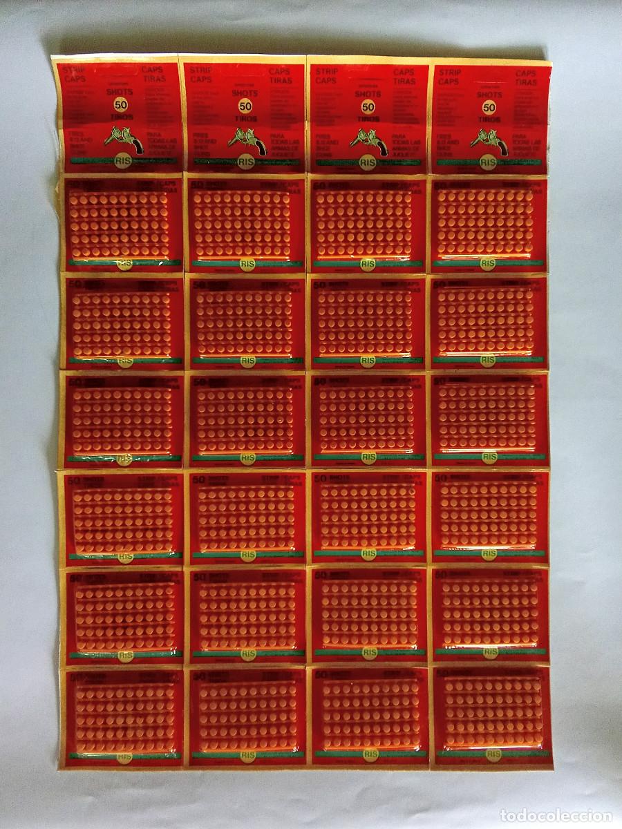 Juguetes antiguos y Juegos de colecci&oacute;n: Blister con 24 cartones de 50 tiros cada uno fulminantes Ris para pistolas de juguete a&ntilde;os 70