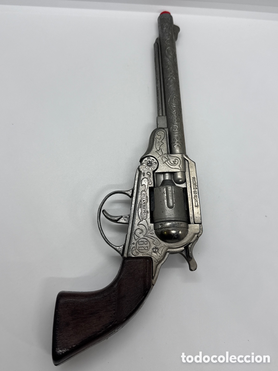 Juguetes antiguos y Juegos de colecci&oacute;n: PISTOLA/REVOLVER PLATA JUGUETE CON DETONACION-GONHER 88-