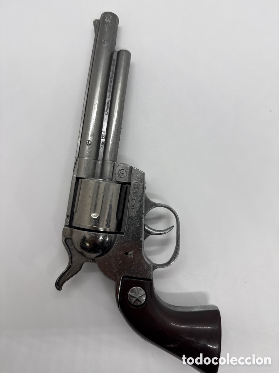 Juguetes antiguos y Juegos de colecci&oacute;n: PISTOLA/REVOLVER PLATA JUGUETE CON DETONACION-GONHER MAD IN SPAN